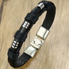 Klassikaline must nahast käepael hõbedaste detailidega #2