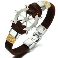 Laevarooli kujutisega nahast käepael tumepruun