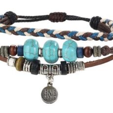 Nahast käepael helmeste ja ripatsiga