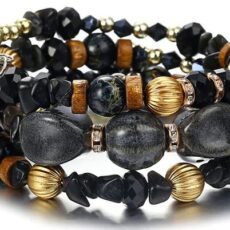 Kuldsete-mustade helmestega käevõru