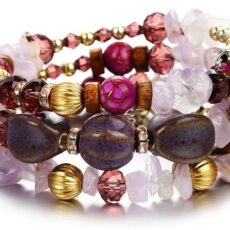 Kuldsete-lillakate helmestega käevõru