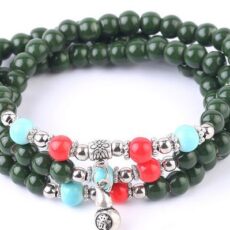 Pärlitega käevõru, tumeroheline