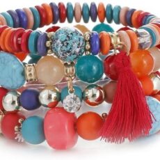 Värviliste kivikeste ja kuldsete detailidega naiste käevõru #4