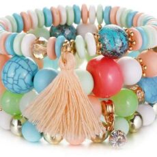 Värviliste kivikeste ja kuldsete detailidega naiste käevõru #3