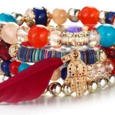 Värviliste kivikeste ja kuldsete detailidega naiste käevõru #2