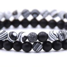 Must kivikestega käevõru, zebra