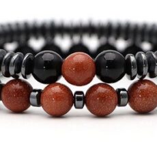 Must kivikestega käevõru, punakaspruun