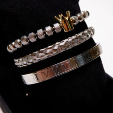 Luksuslik hõbedaga kaetud 3-osaline käevõru