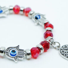 Boheemlaslik kristallhelmestest käevõru, punane